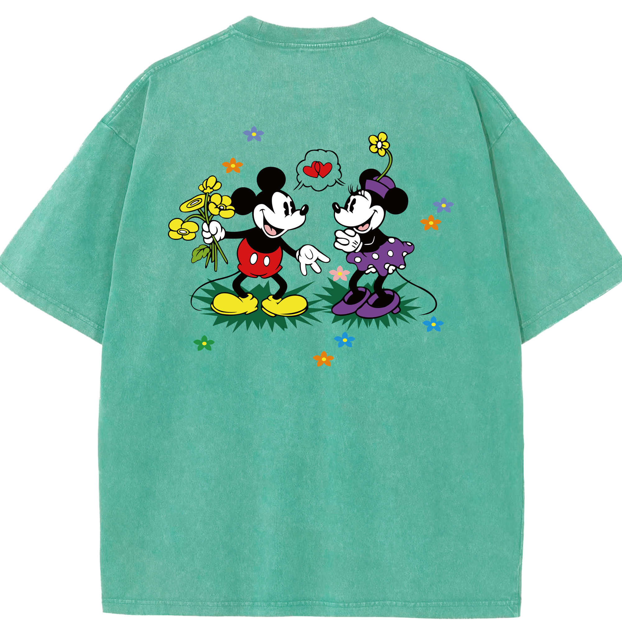 （画像用） ミッキーマウス Mickey Mouse 綿100% ヴィンテージ風 半袖Tシャツ（背面プリント）
